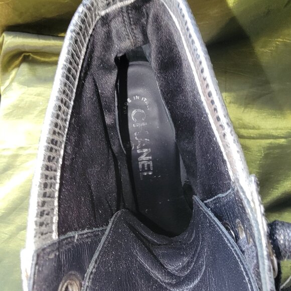 CHANEL Metallic Silver Lace Up Peep-Toe Booties Boots Size 36 SPRING 2008 RTW - Picture 3 of 14